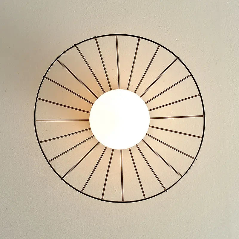 Industrial chandelier ceiling lights Nordic Creative Straw Hat glass ball lamp Cloakroom Balcony hallway led ceiling light