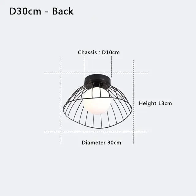 Industrial chandelier ceiling lights Nordic Creative Straw Hat glass ball lamp Cloakroom Balcony hallway led ceiling light