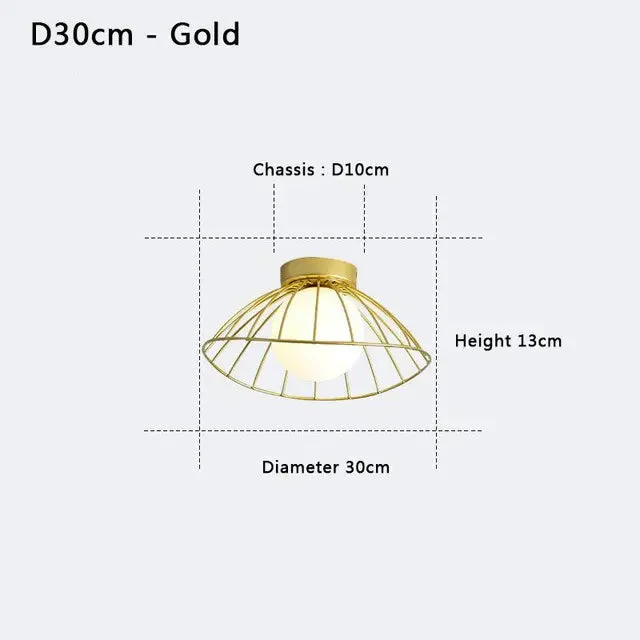 Industrial chandelier ceiling lights Nordic Creative Straw Hat glass ball lamp Cloakroom Balcony hallway led ceiling light