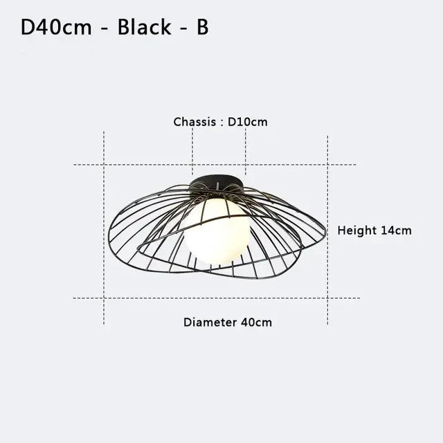 Industrial chandelier ceiling lights Nordic Creative Straw Hat glass ball lamp Cloakroom Balcony hallway led ceiling light