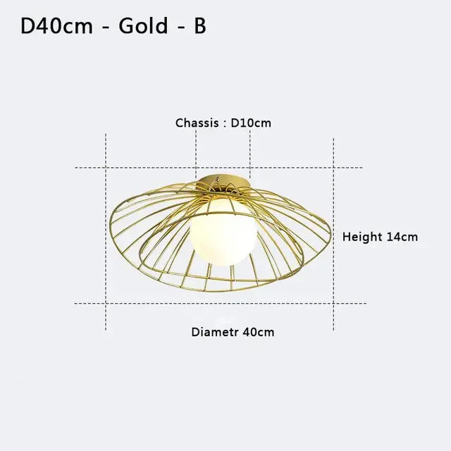 Industrial chandelier ceiling lights Nordic Creative Straw Hat glass ball lamp Cloakroom Balcony hallway led ceiling light