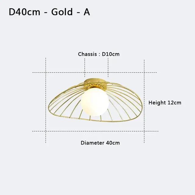 Industrial chandelier ceiling lights Nordic Creative Straw Hat glass ball lamp Cloakroom Balcony hallway led ceiling light