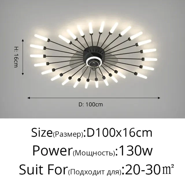 Nordic ceiling fan with light fireworks Bedroom invisible ceiling fan fashion chandelier lighting living room ceiling fan lights