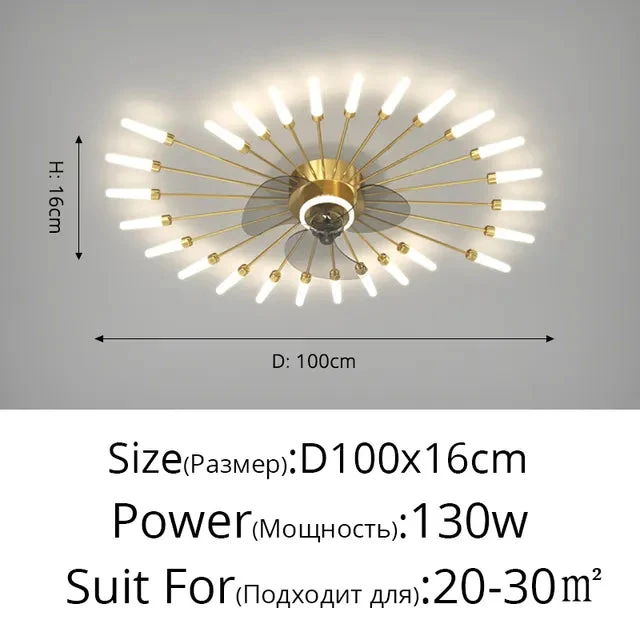 Nordic ceiling fan with light fireworks Bedroom invisible ceiling fan fashion chandelier lighting living room ceiling fan lights