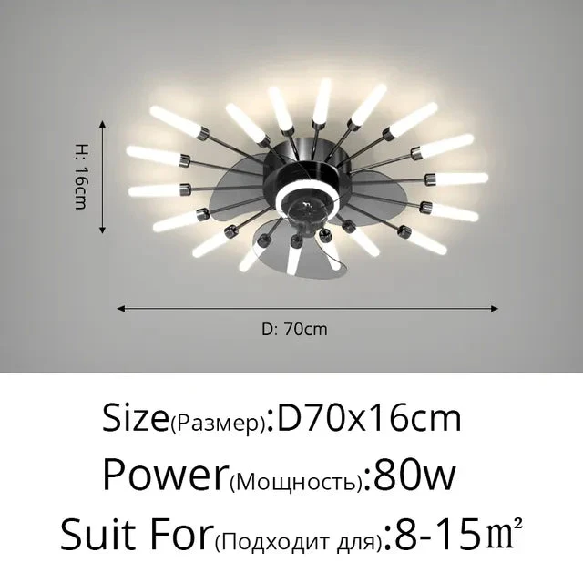 Nordic ceiling fan with light fireworks Bedroom invisible ceiling fan fashion chandelier lighting living room ceiling fan lights