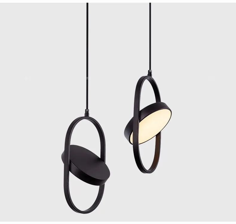 Modern Industrial suspension industrial lighting iron LED pendant lights Oval black dining Bar Bedroom minimalist Bedside light