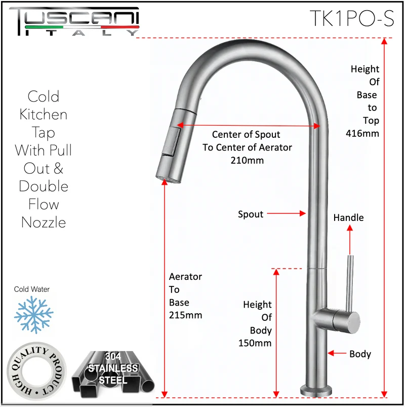 TK1PO-S - Kitania Series Pull Out Kitchen Cold Tap