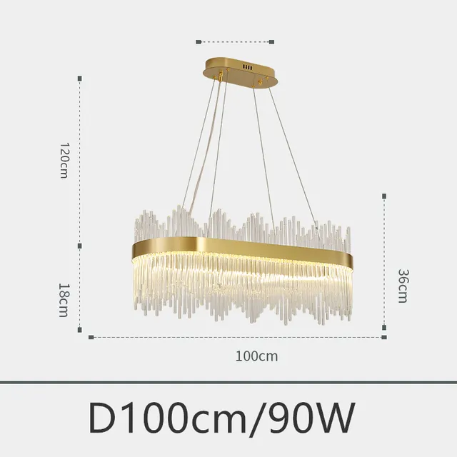 Modern Round Crystal Chandelier for Dining Room Rectangle Design Kitchen Island Lighting Fixtures LED Pendant Lights Glass