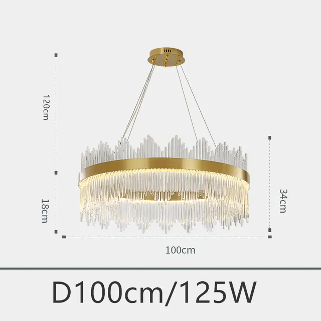 Modern Round Crystal Chandelier for Dining Room Rectangle Design Kitchen Island Lighting Fixtures LED Pendant Lights Glass