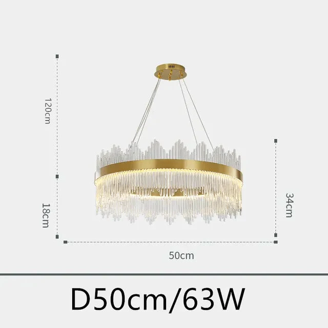 Modern round crystal glass chandelier luxury pendant light for living room dining room hotel Gold New Design chandelier light
