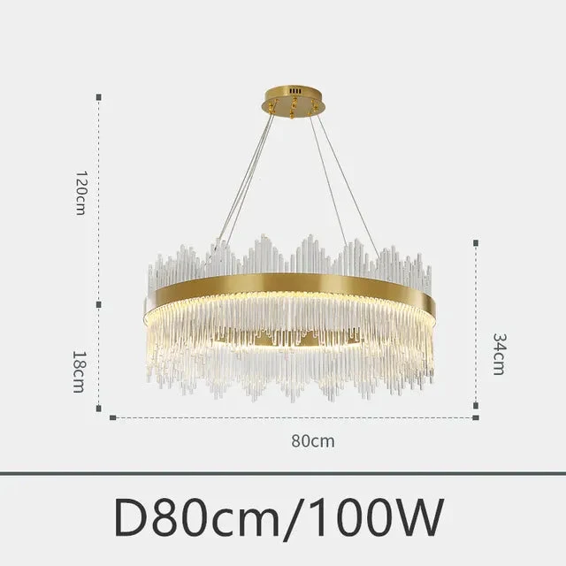 Modern round crystal glass chandelier luxury pendant light for living room dining room hotel Gold New Design chandelier light