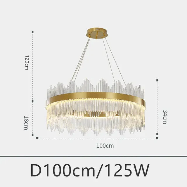 Modern round crystal glass chandelier luxury pendant light for living room dining room hotel Gold New Design chandelier light