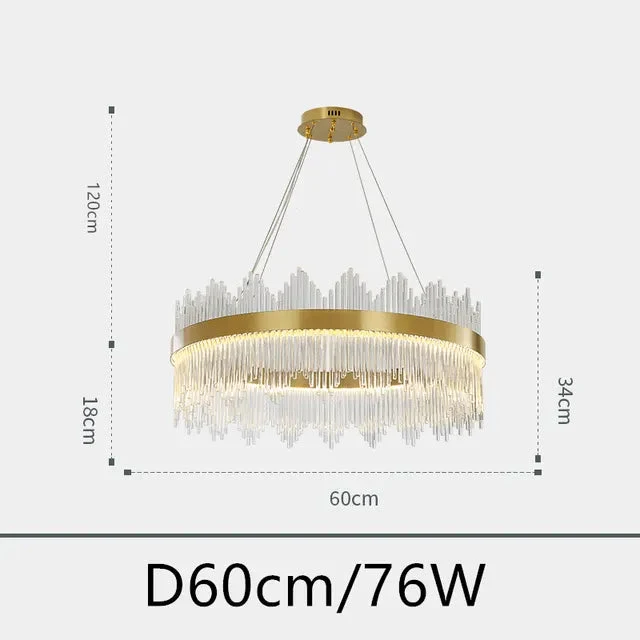 Modern round crystal glass chandelier luxury pendant light for living room dining room hotel Gold New Design chandelier light