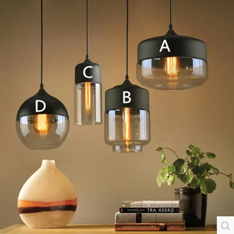 Modern minimalist loft pendant lamps bar counter dining room living room personality creative bar glass chandelier