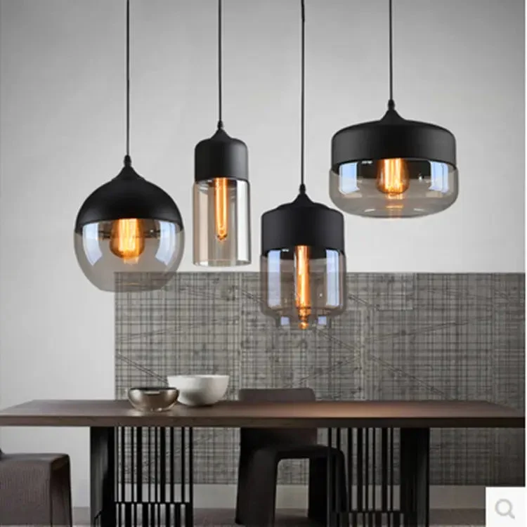 Modern minimalist loft pendant lamps bar counter dining room living room personality creative bar glass chandelier