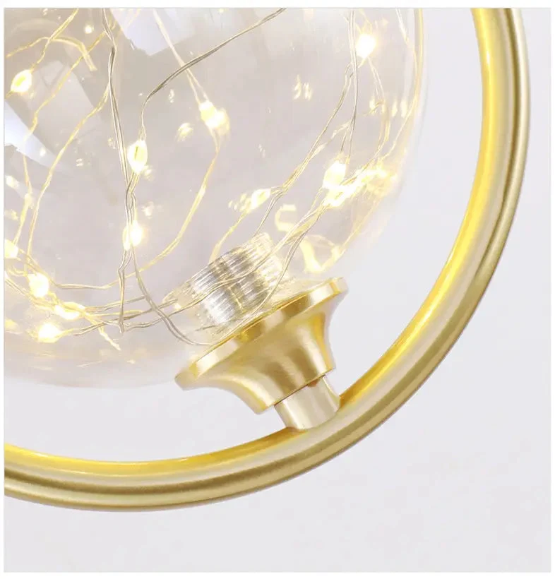 Postmodern glass single head chandelier restaurant luxury lamp copper simple bedroom bedside starry chandelier
