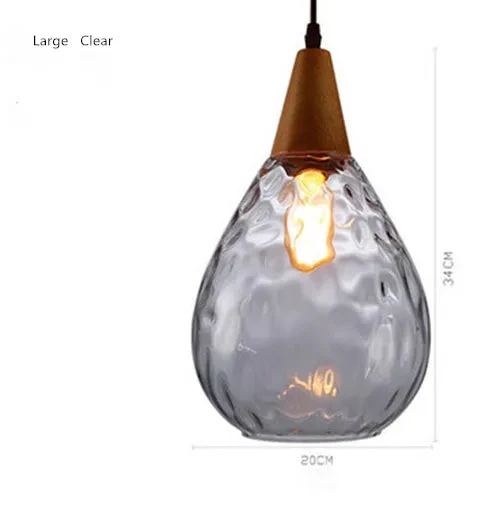 Nordic solid wood glass chandelier Modern style bedside bar dining room glass chandelier
