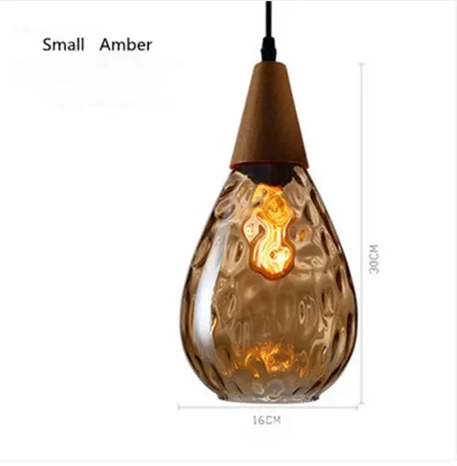 Nordic solid wood glass chandelier Modern style bedside bar dining room glass chandelier