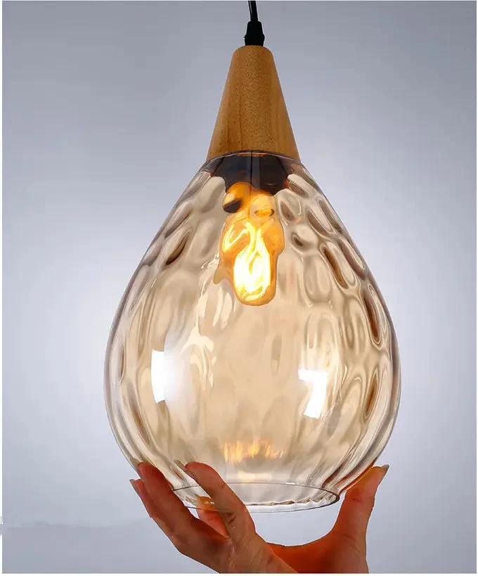 Nordic solid wood glass chandelier Modern style bedside bar dining room glass chandelier