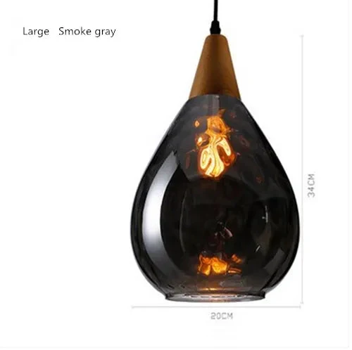 Nordic solid wood glass chandelier Modern style bedside bar dining room glass chandelier