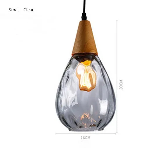 Nordic solid wood glass chandelier Modern style bedside bar dining room glass chandelier