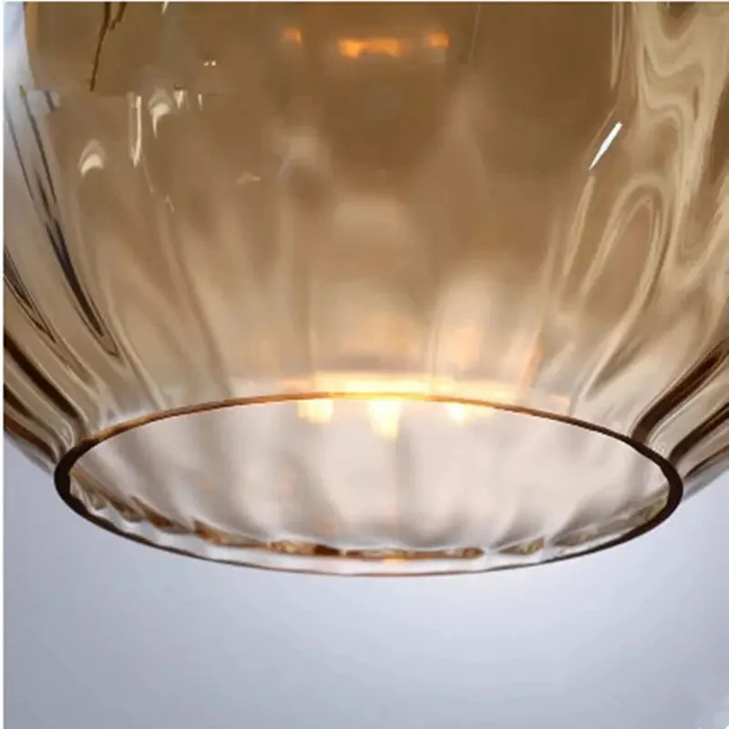 Nordic solid wood glass chandelier Modern style bedside bar dining room glass chandelier