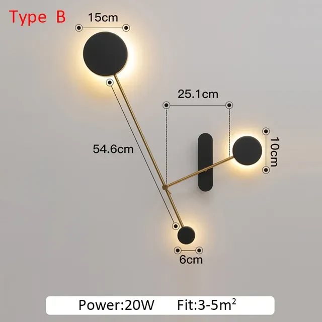 Modern minimalist Led Indoor wall lamp round for Living Room Bedroom swing arm lamp Adjustable Black loft wall lamps