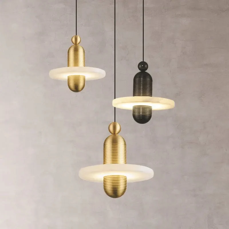 Modern chandelier Natural Marble LED Pendant Lights Aluminum Drop For Dinging Room Hotel Bedside Hanging Lamp Cord Adjustable