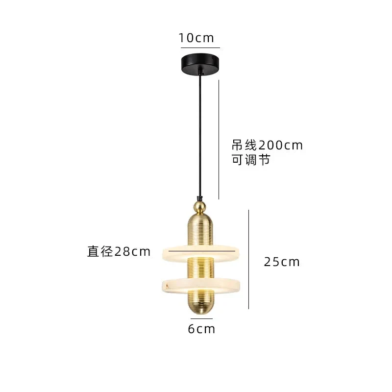Modern chandelier Natural Marble LED Pendant Lights Aluminum Drop For Dinging Room Hotel Bedside Hanging Lamp Cord Adjustable