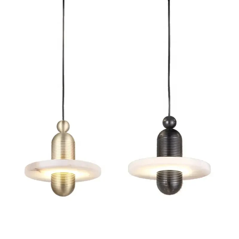 Modern chandelier Natural Marble LED Pendant Lights Aluminum Drop For Dinging Room Hotel Bedside Hanging Lamp Cord Adjustable