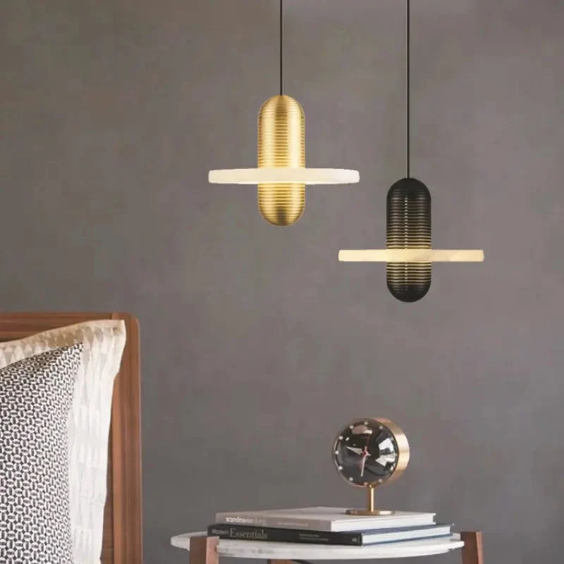 Modern chandelier Natural Marble LED Pendant Lights Aluminum Drop For Dinging Room Hotel Bedside Hanging Lamp Cord Adjustable