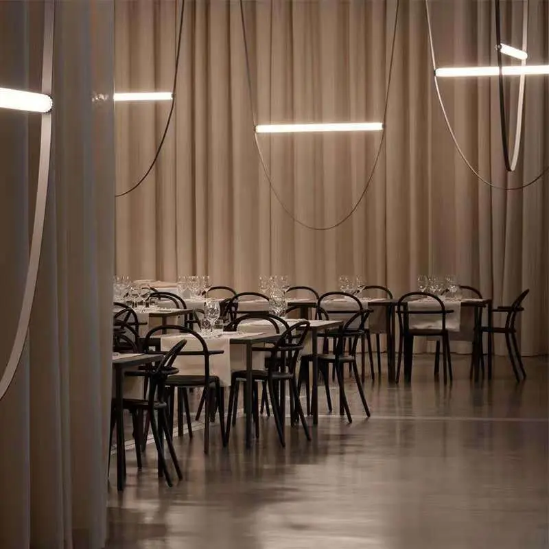 Nordic Modern Pendant Lights Leather Belt Lamp Staircase Art Led Chandeliers Suspension Postmodern Designer Restaurant Brown