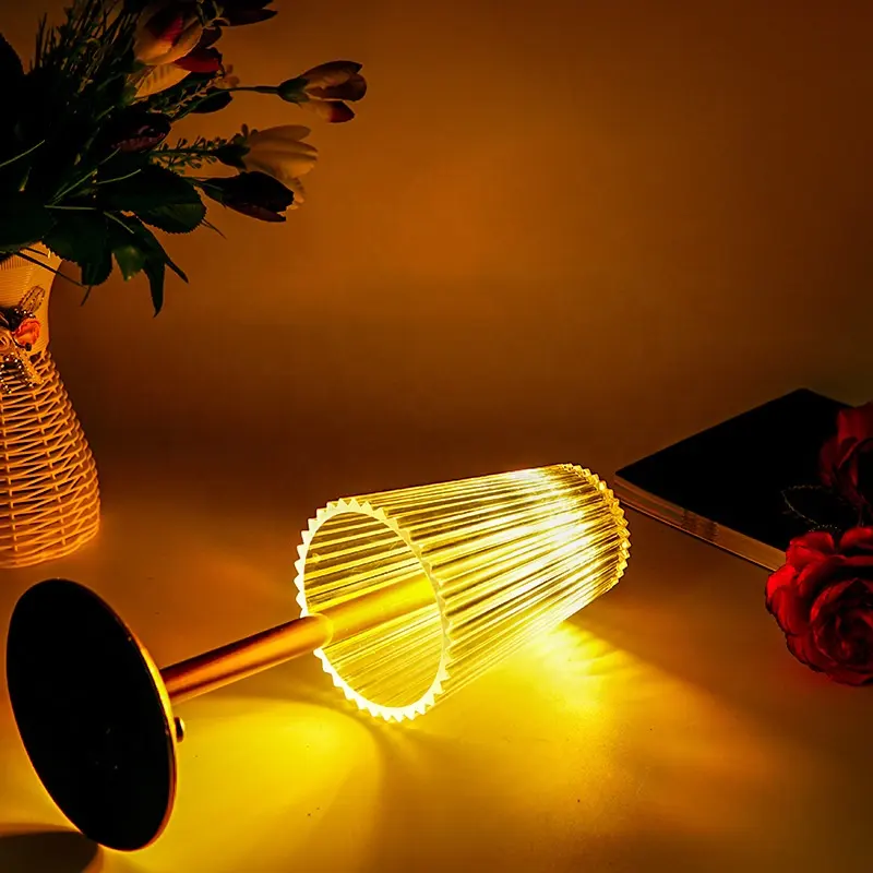 Nordic Crystal Rechargeable Table Lamp LED Bar Light Touch Dimmable Golden Desk Lamp Living Room Bedroom Hotel Bedside Lamp