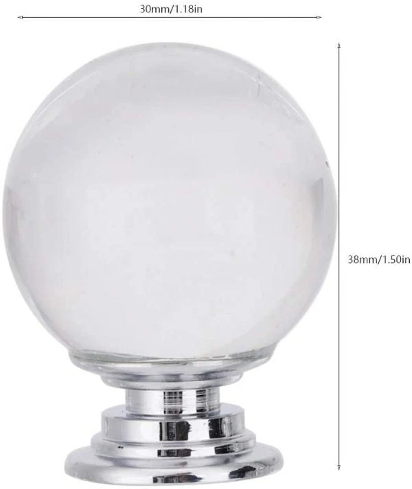 Vila 2010 Drawer Handle, Clear 30mm Drawer Knobs, 1Pcs Hardware for Cupboard Cabinet