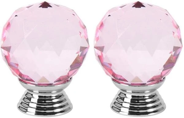 Vila 2002 Drawer knob Crystal Glass Cupboard Pull Handle Zinc Alloy Door Knob Drawer Handles Furniture Pulls Hardware Pink 1-pec
