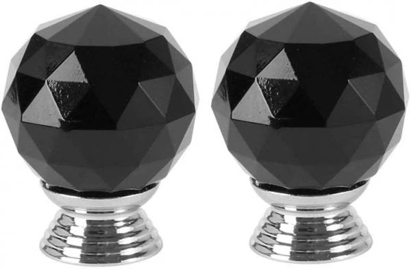 Vila 2002 Drawer knob Crystal Glass Cupboard Pull Handle Zinc Alloy Door Knob Drawer Handles Furniture Pulls Hardware Black 1-pec