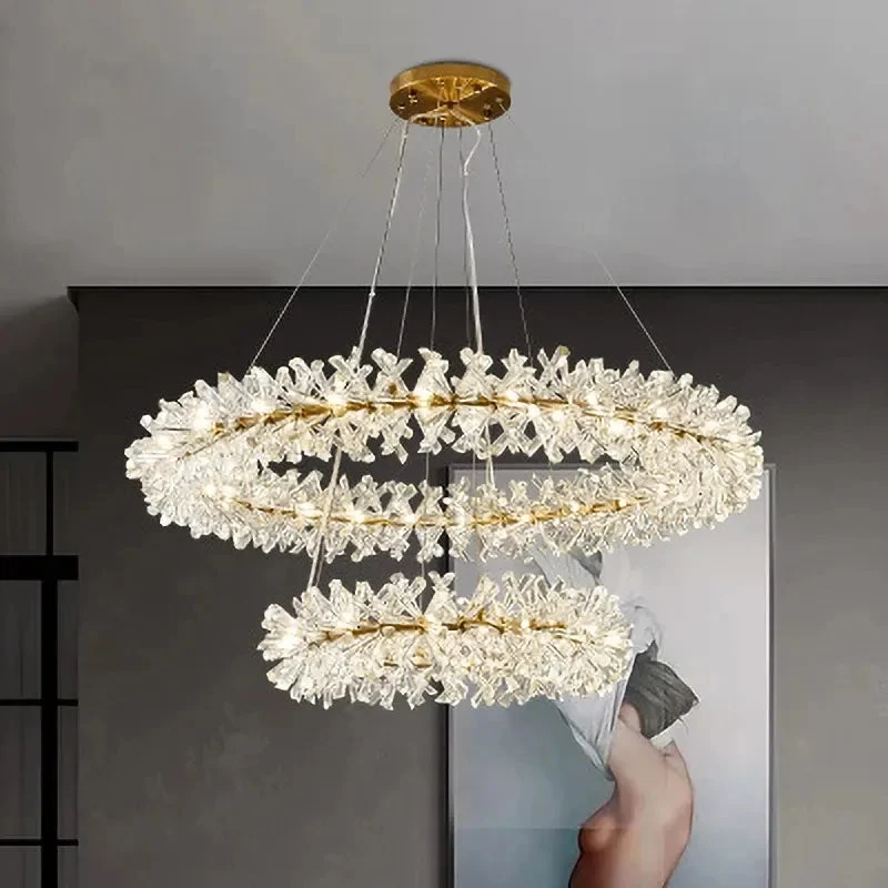 New crystal flower ceiling chandelier led Luxury indoor lighting home decoration for Living Room Bedroom Restaurant G4 bulb