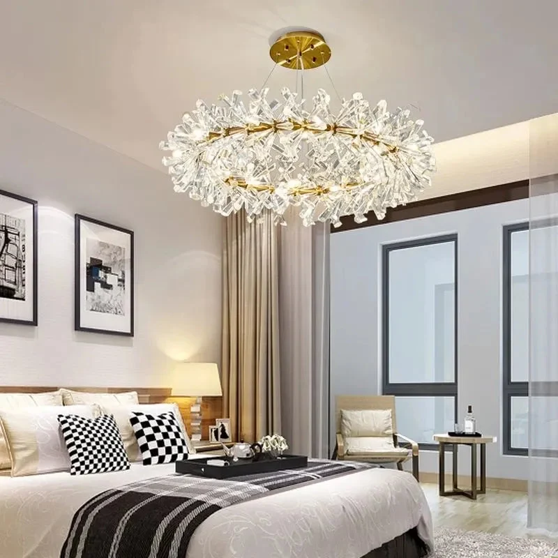 New crystal flower ceiling chandelier led Luxury indoor lighting home decoration for Living Room Bedroom Restaurant G4 bulb
