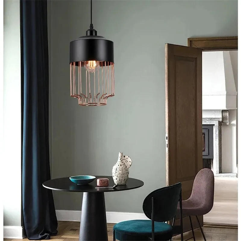 Modern Industrial Vintage LED Pendant Lamp Edison Loft Black Iron Hanging Light Fixtures Retro Droplight Deco Indoor Lighting