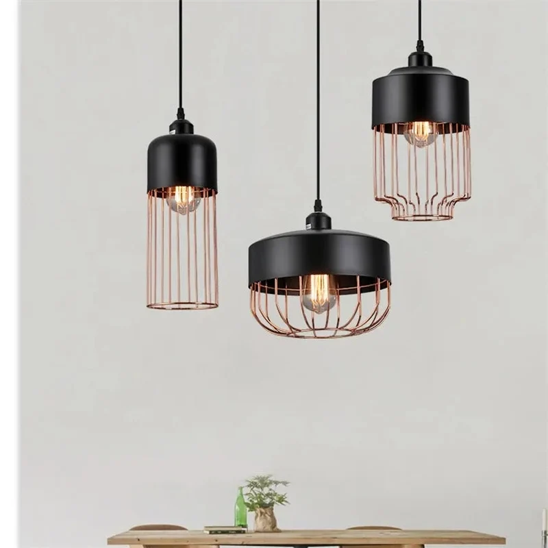 Modern Industrial Vintage LED Pendant Lamp Edison Loft Black Iron Hanging Light Fixtures Retro Droplight Deco Indoor Lighting