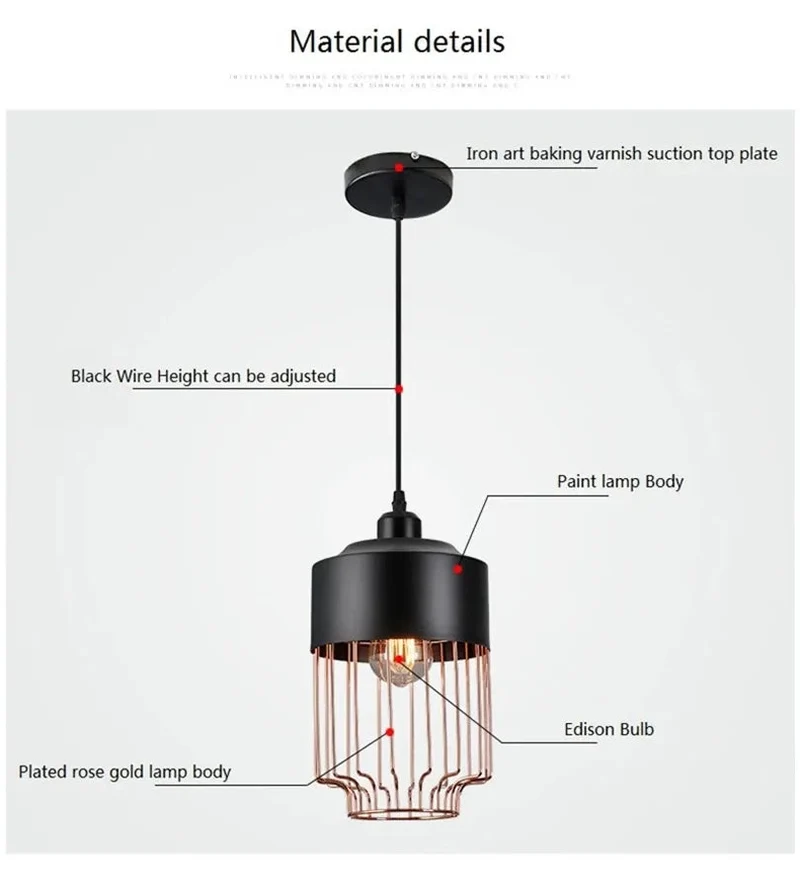 Modern Industrial Vintage LED Pendant Lamp Edison Loft Black Iron Hanging Light Fixtures Retro Droplight Deco Indoor Lighting