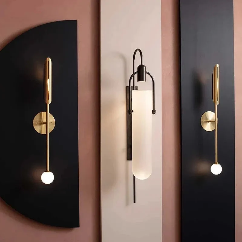 Nordic creative glass wall lamp postmodern bedside decoration designer background wall aisle personality simple art lamp