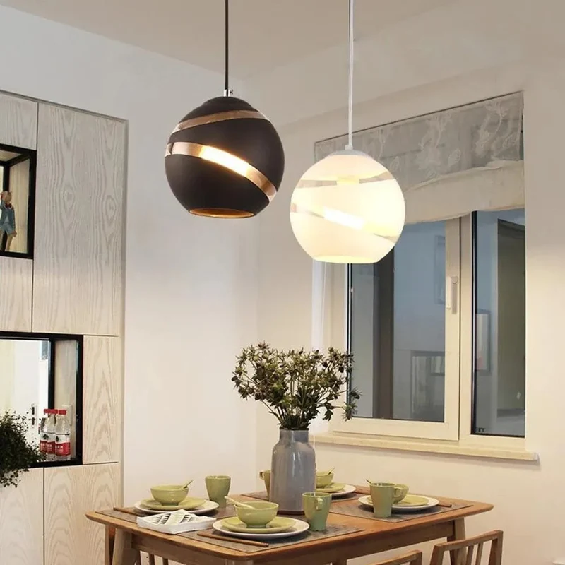 Modern Glass Round Ball Pendant Lights E27 LED Suspension Luminaire Designer Minimalist Loft Lights Casual Living Room Lamps