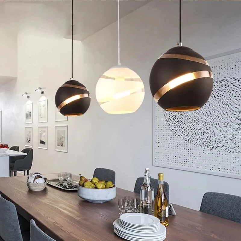 Modern Glass Round Ball Pendant Lights E27 LED Suspension Luminaire Designer Minimalist Loft Lights Casual Living Room Lamps