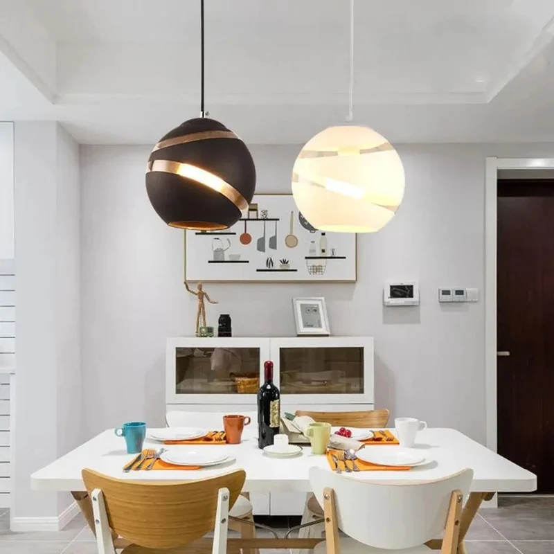 Modern Glass Round Ball Pendant Lights E27 LED Suspension Luminaire Designer Minimalist Loft Lights Casual Living Room Lamps