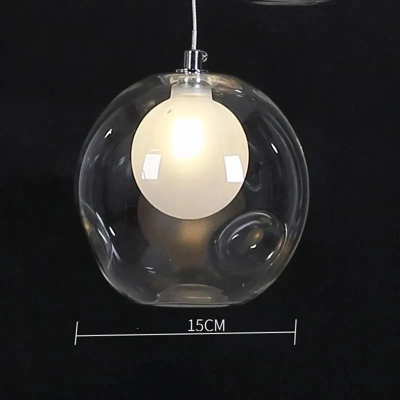 Modern Nordic LED Bubble Glass Pendant Light Stairs Hanging Lamp for Home Living Room Kitchen Suspension Art Lighting Fixture