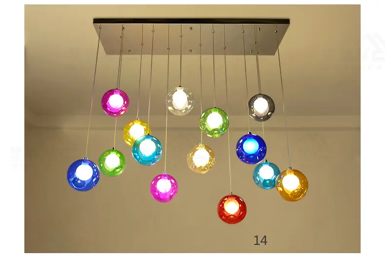 Modern Creative Pendant Lights Glass circle Ball LED Pendant Lamps Stair Ceiling Hanglamps Villa Light Fixtures Indoor Lighting