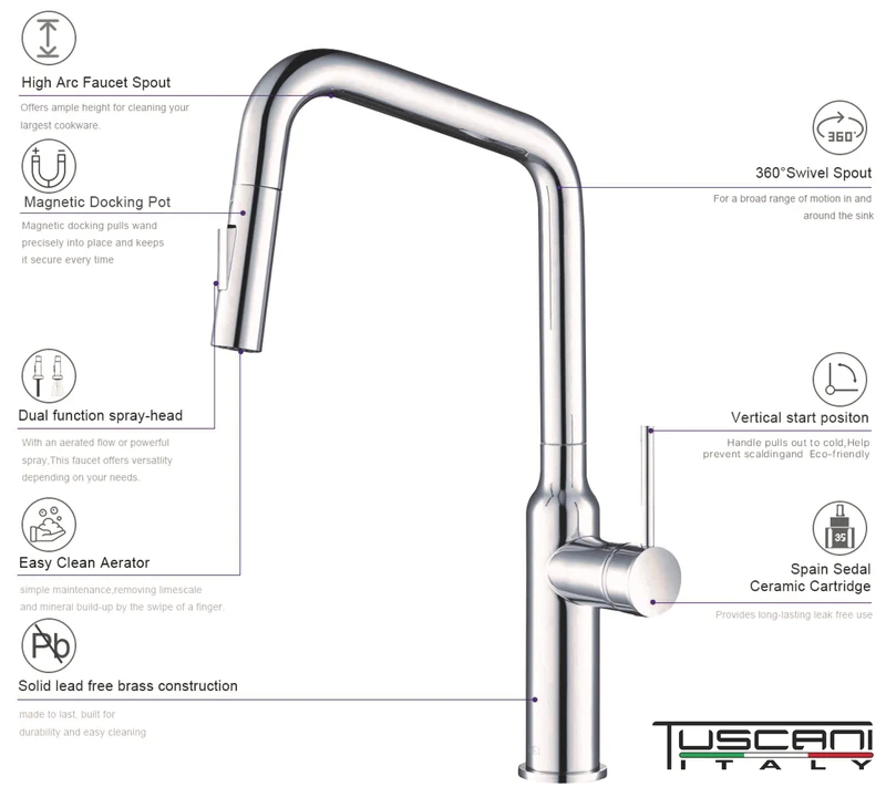 TK109PO - Kitania Series Pull Out Kitchen Mixer