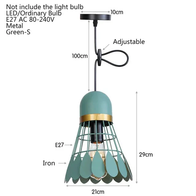 Nordic minimalist creative wrought iron badminton restaurant loft pendant light bar table bedroom bedside balcony fixture