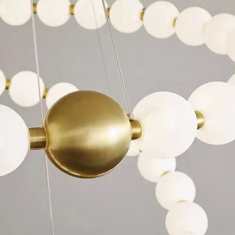 Brass LED Chandelier 3 Color Temperature Dimming Acrylic Ball